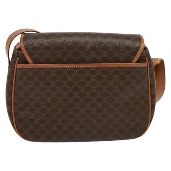 CELINE Macadam Canvas Shoulder Bag Pvc Leather Brown Gold - Picture 3 of 12